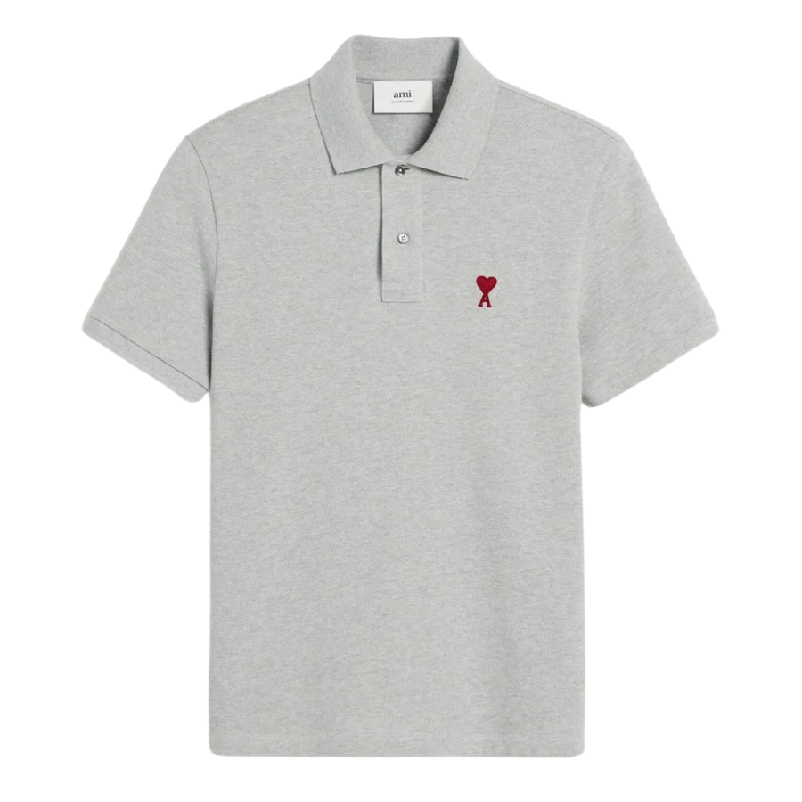 Grey Cotton Ami de Coeur Polo Shirt Ami de Coeur polo shirt in organic cotton pique