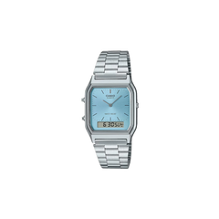 Casio Vintage AQ-230A-2A1MQYDF Quartz Ice Blue Dial Analog Digital Stainless Steel Watch