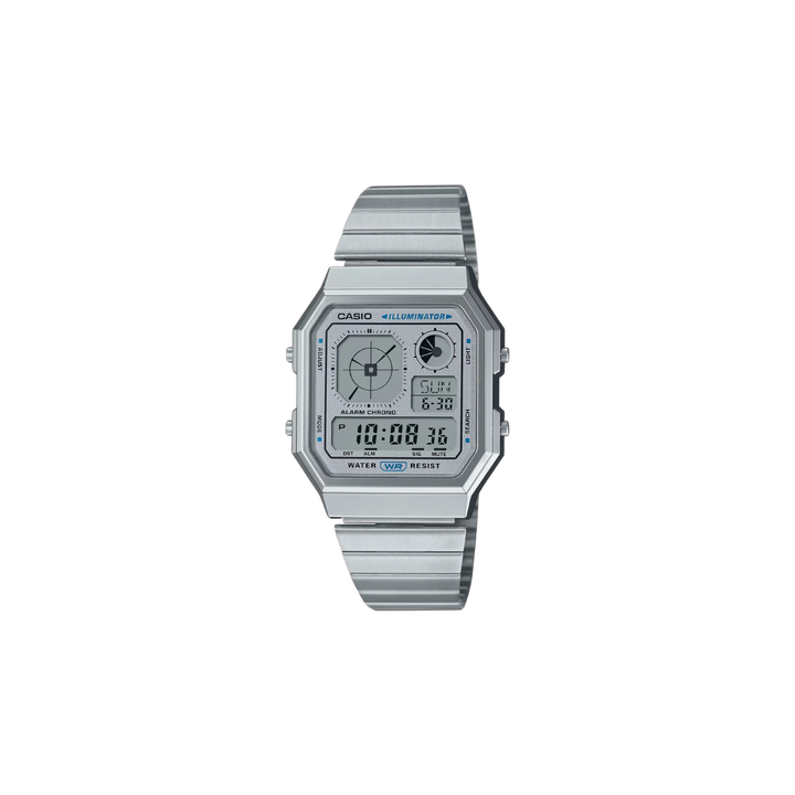 Casio Vintage A130WE-7ADF Quartz Silver Dial Digital Stainless Steel Watch