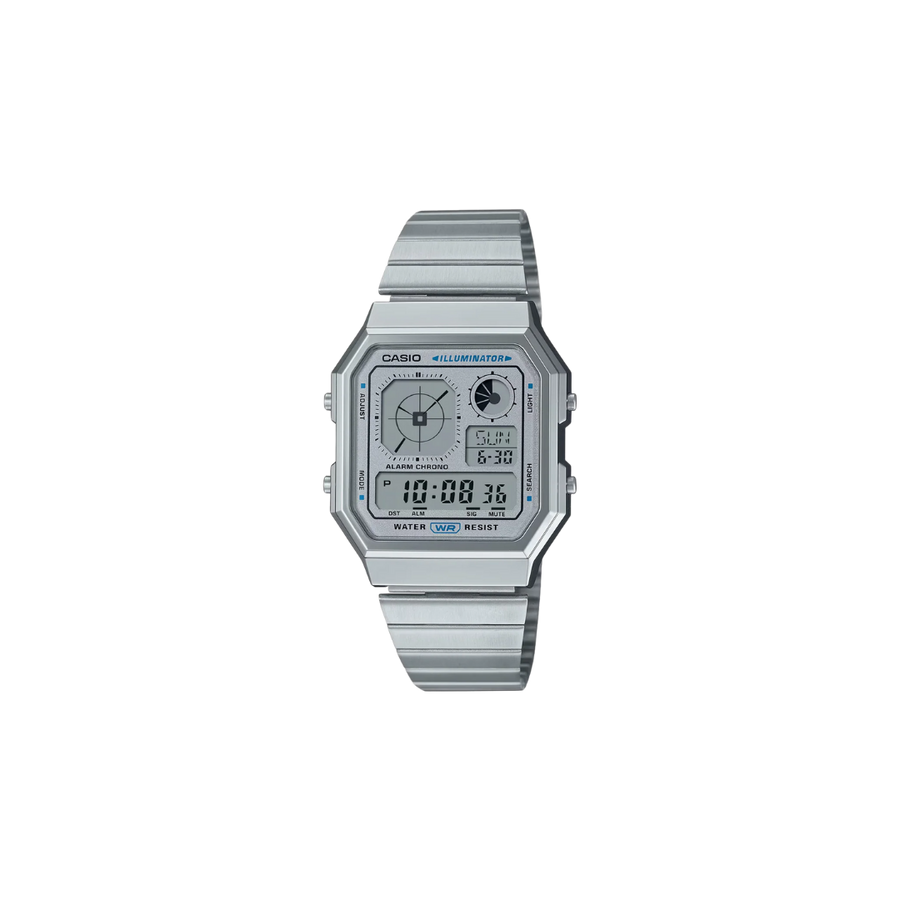 Casio Vintage A130WE-7ADF Quartz Silver Dial Digital Stainless Steel Watch