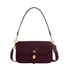 Hadley Shoulder Bag pebbled leather/Gold/Dark Wine