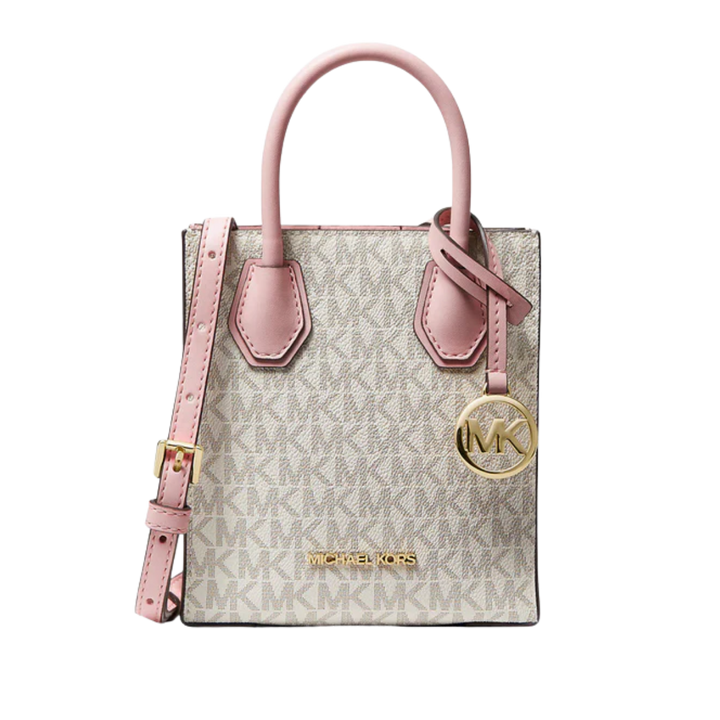 Michael Kors Mercer Extra-Small Logo and Leather Crossbody Bag Pwd Blsh Mlt