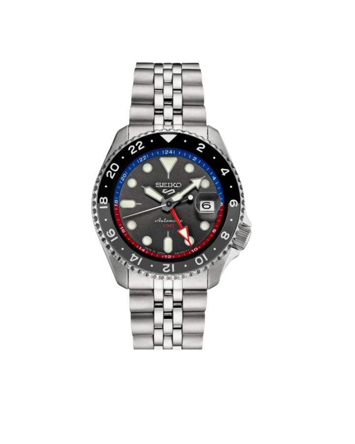 Seiko 5 Sports SKX GMT Charcoal Dial Stainless Steel Men's Watch SSK019 - 42.5 mm