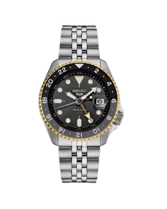 Seiko 5 SSK021 Men Sports GMT Mechanical Automatic Stainless Silver Tone