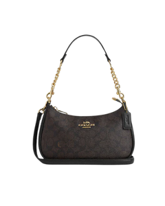 Coach Teri Shoulder Bag In Signature Canvas Signature Canvas-Gold-Walnut-Black