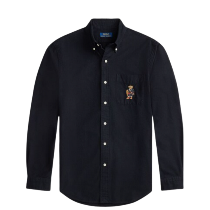 Polo Ralph Lauren  Men Black Polo Bear Custom-Fit Oxford Shirt
