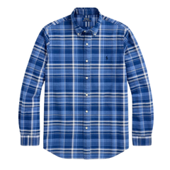 Polo Ralph Lauren Classic Fit Plaid Oxford Shirt Indigo & White Multi