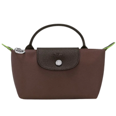 Longchamp Le Pliage Original Pouch with handle & contrast leather top flap