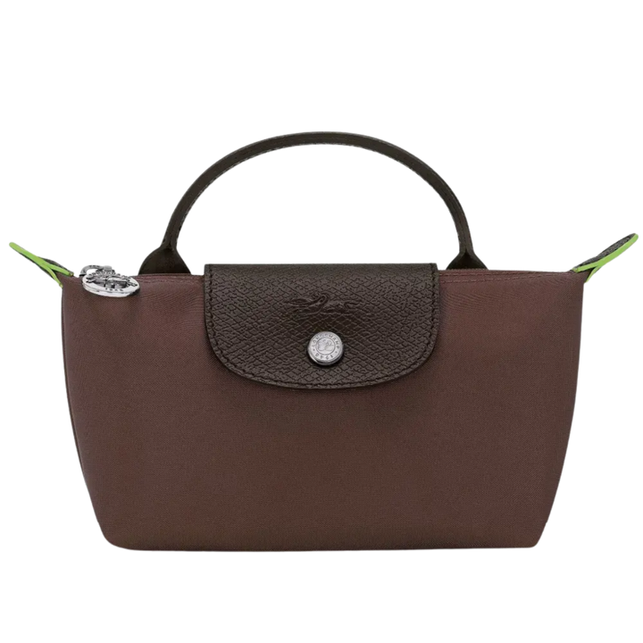 Longchamp Le Pliage Original Pouch with handle & contrast leather top flap
