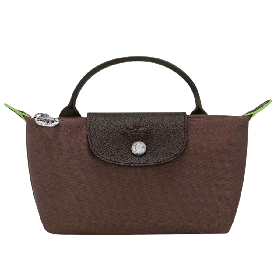 Longchamp Le Pliage Original Pouch with handle & contrast leather top flap