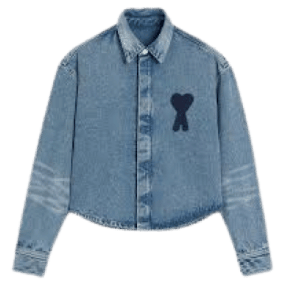 AMI Paris Women's ADC Cropped Denim Shirt blue