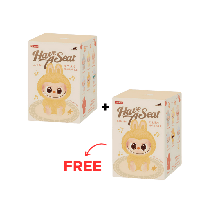 BUY 1 GET 1 FREE - Pop Mart Labubu The Monsters Have a Seat Vinyl Plush Sealed Case Pack of 1+1