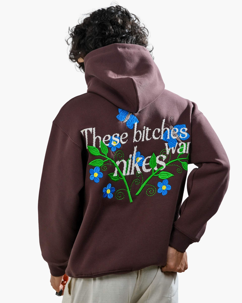 Bitch's Desire Hoodie - Coffee Oversized Embroidered Hoodie
