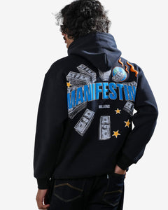 Selfmade - Black Oversized Printed Hoodie