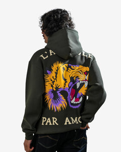 Ruthless - Olive Oversized Printed Hoodie