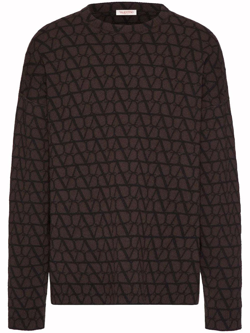 Valentino Allover Logo Knitwear Brown