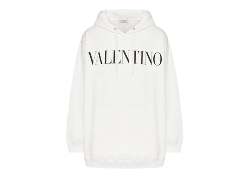 Valentino Logo Oversized Hoodie White/Black