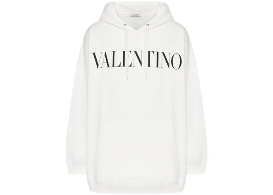 Valentino Logo Oversized Hoodie White/Black
