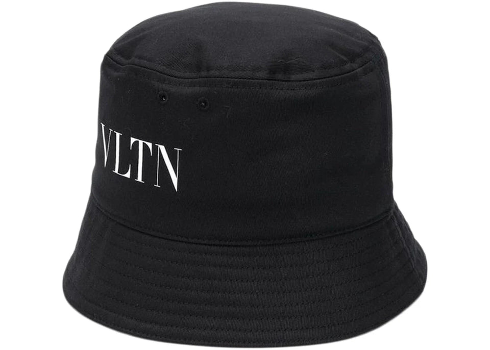 Valentino VLTN Logo Cotton Bucket Hat Black/White