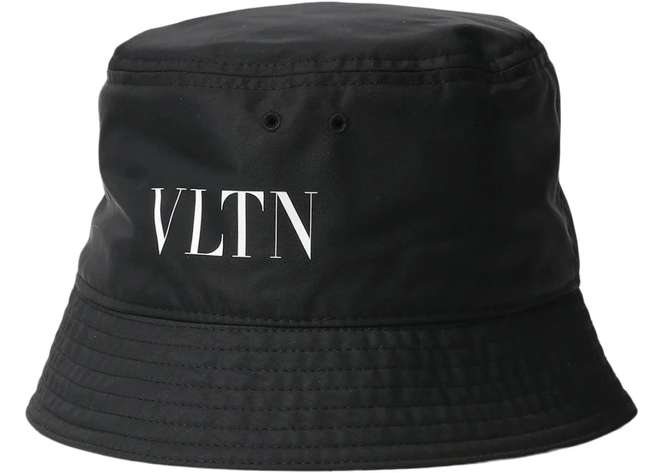 Valentino VLTN Logo Nylon Bucket Hat Black/White