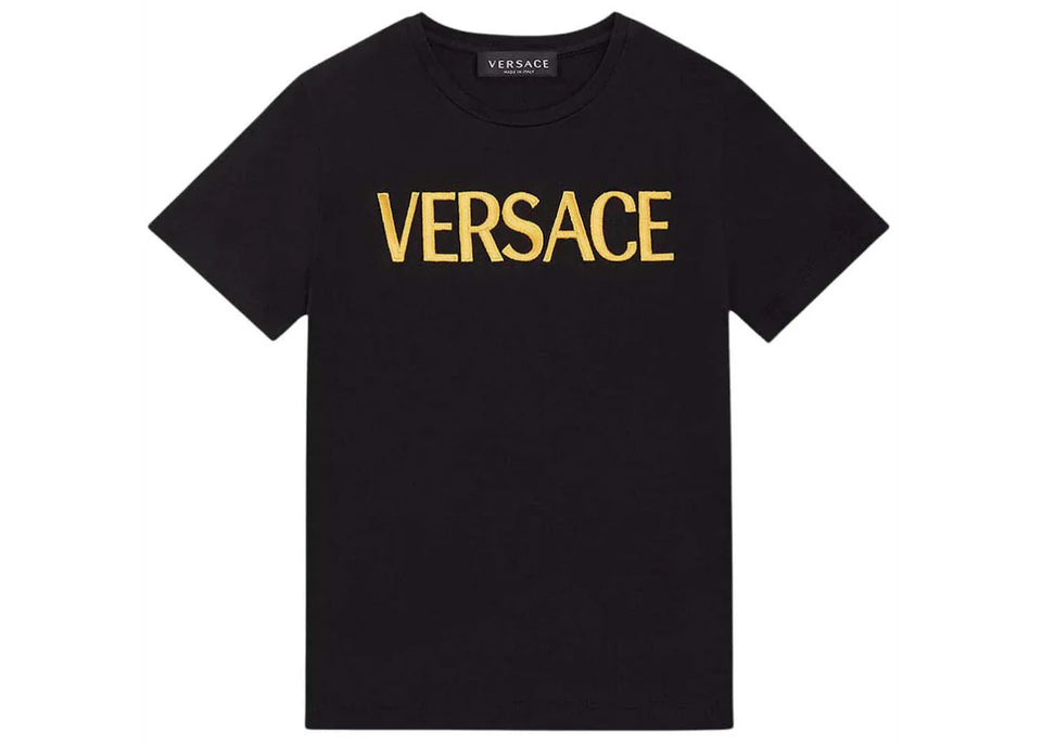 Versace Embroidered Versace T-Shirt Black