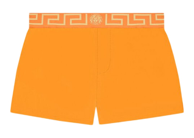 Versace Greca Border Swim Shorts Orange
