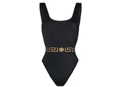 Versace Greca Print One-piece Swimsuit Black