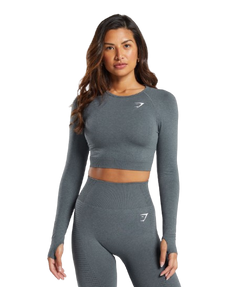 Gymshark Vital Seamless Crop Top - Strong Grey/ Marl