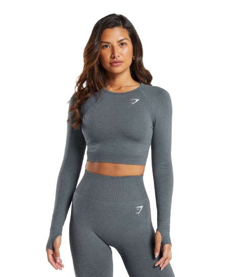 Gymshark Vital Seamless Crop Top - Strong Grey/ Marl