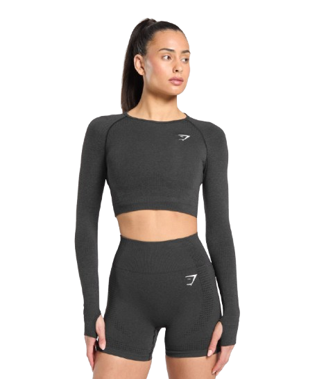 Gymshark Vital Seamless 2.0 Crop Top - Black Marl