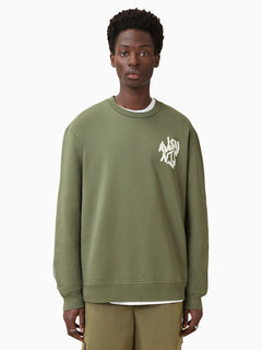 AllSaints Green Orlando Crew Cotton Sweatshirt
