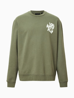 AllSaints Green Orlando Crew Cotton Sweatshirt