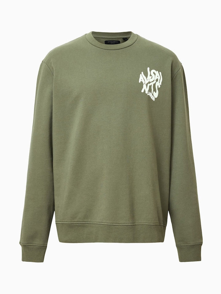 AllSaints Green Orlando Crew Cotton Sweatshirt