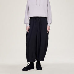 Y-3 CROPPED TOP FLARED SPORT UNIFORM TRACK PANTS { BLACK