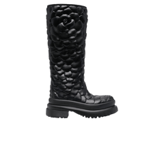 Valentino Garavani Atelier Floral-Embossed Mid-Calf Rain Boots Black (Women's)