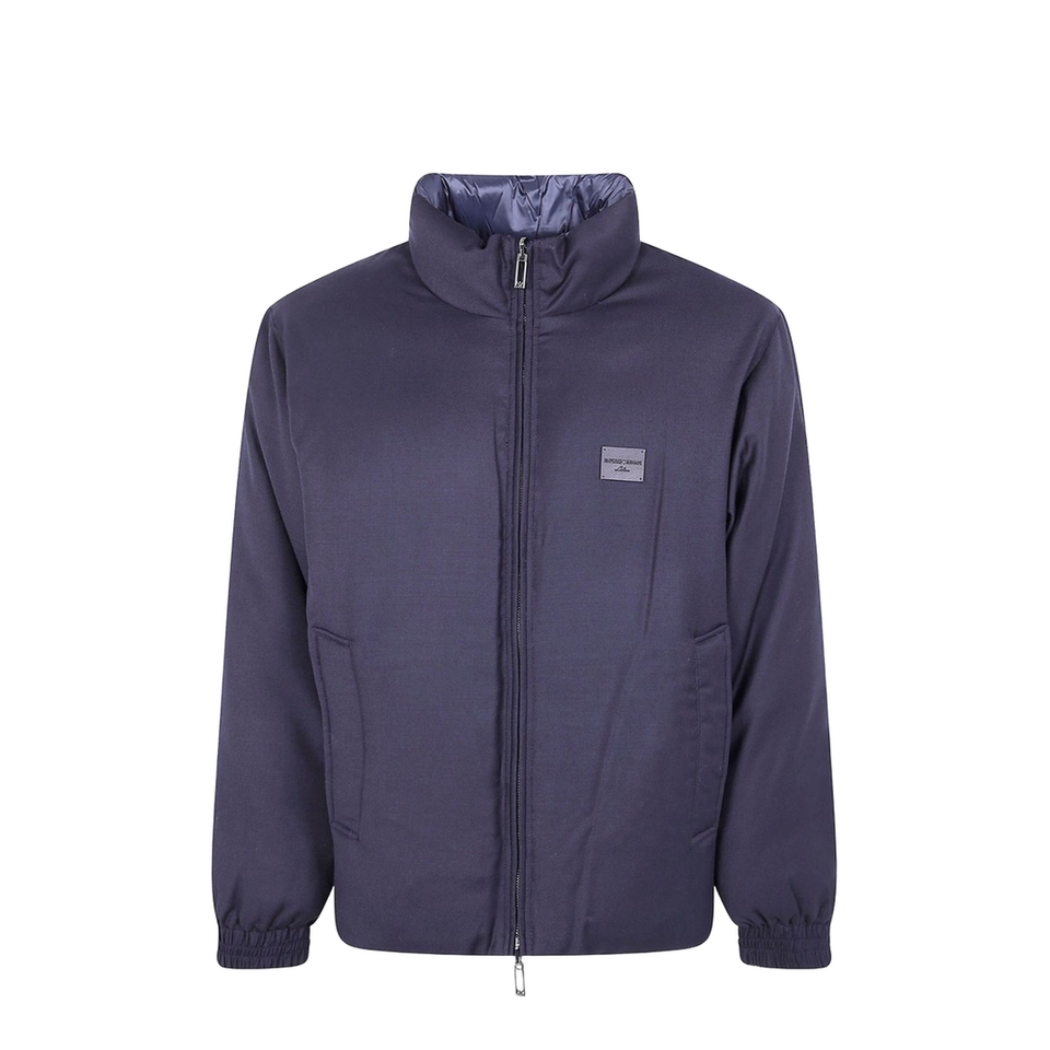 Reversible Wool-Blend Twill Down Jacket