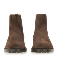 Coffee Brown Elasticated Side Panels Low Stacked Heel Round Toe