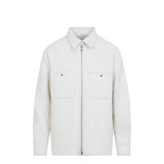 Cotton Blend Bouclé Down Shirt Jacket - Ivory