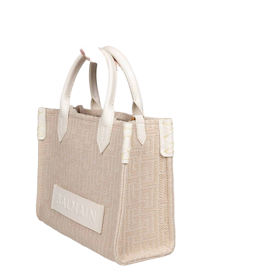 B-Army Small Monogrammed Canvas and Leather Tote Bag