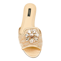 Lace Sandals with Crystals