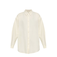 Light Beige Front Button Fastening Classic Collar Drop Shoulder Buttoned Cuffs