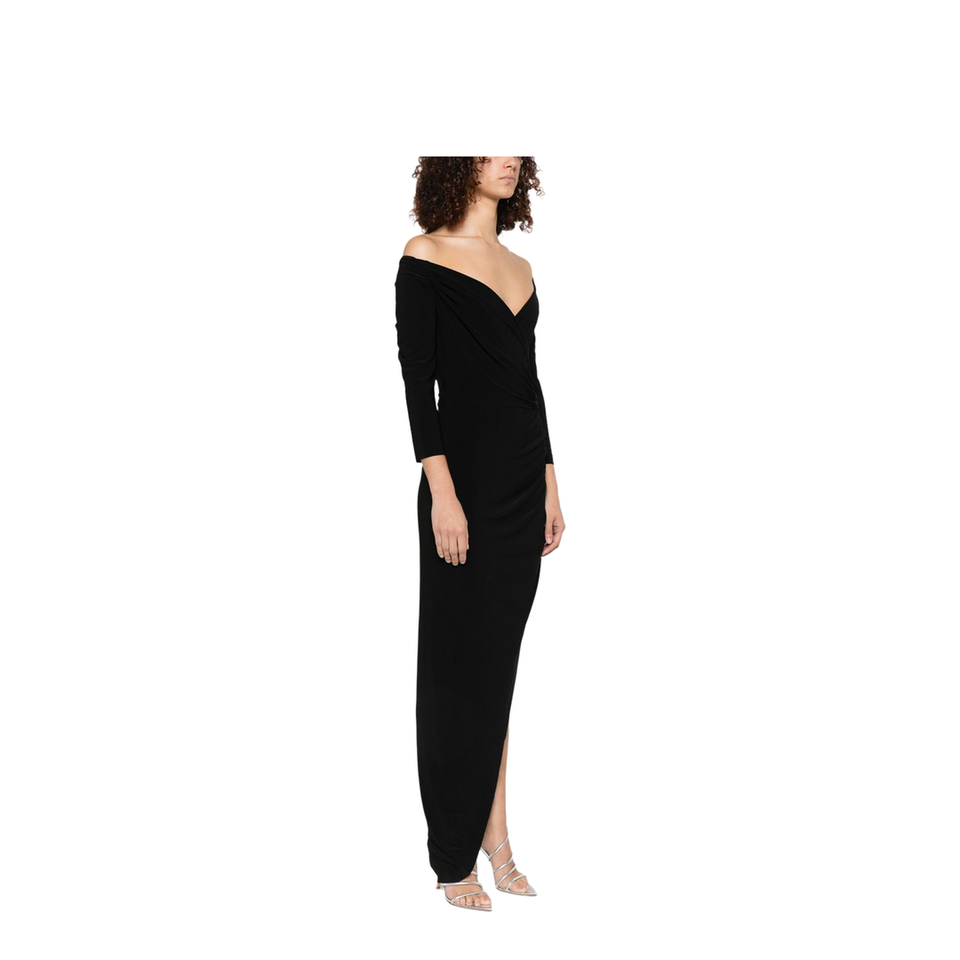Off Shoulder Side Drape Gown