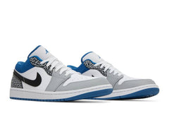 Air Jordan 1 Low Light Grey And Dark Marina Blue