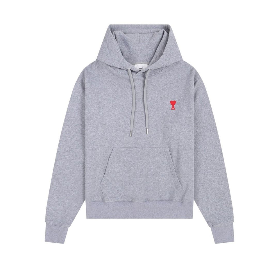 Ami De Coeur Embroidered Logo Hoodie Grey/Red