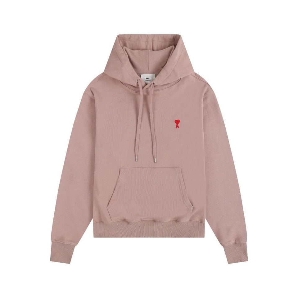 Ami De Coeur Embroidered Logo Hoodie Dusty Pink/Red
