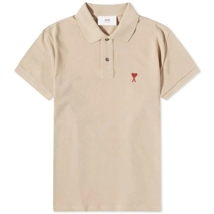 AMI Paris Small A Heart Polo Champagne