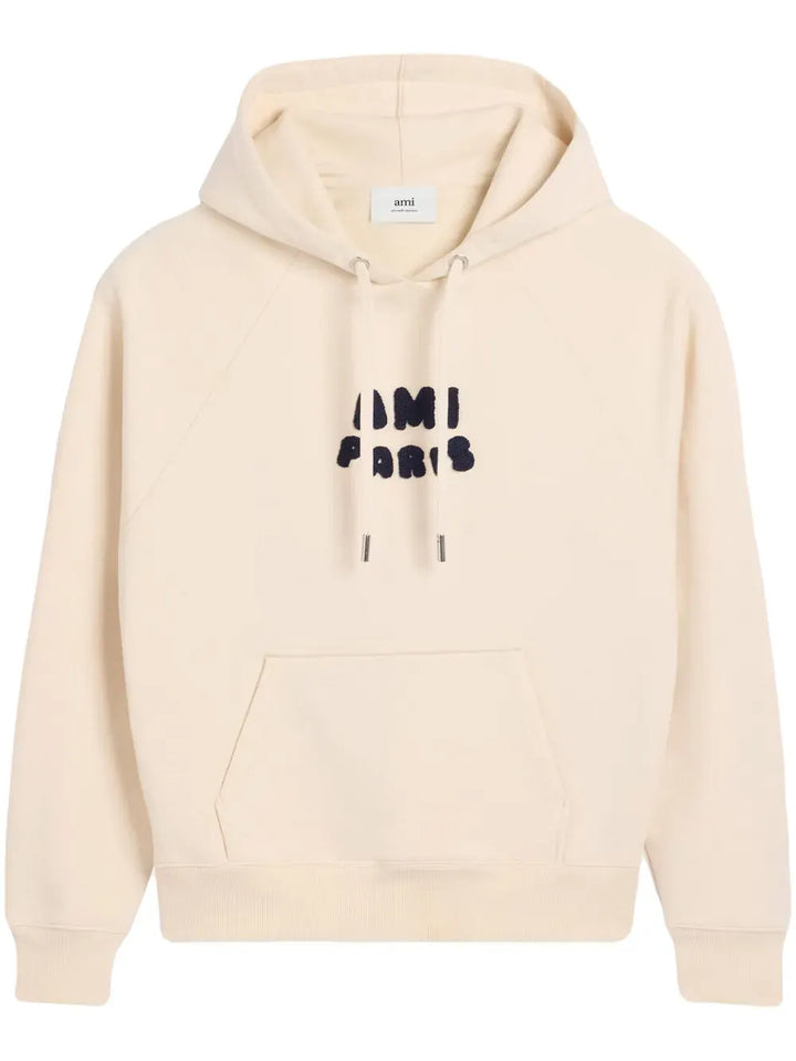 AMI Paris logo-appliqué Hoodie light beige