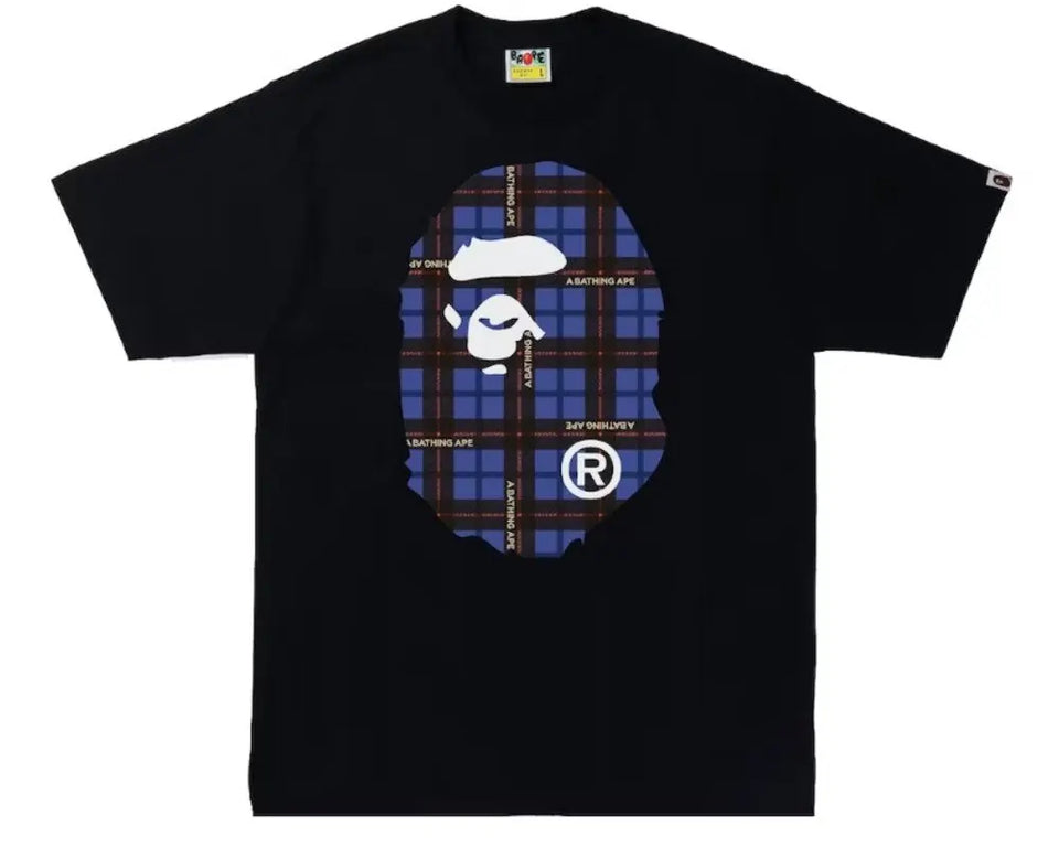 BAPE Logo Check Big Ape Head T-Shirt - Black