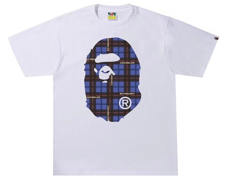 BAPE Logo Check Big Ape Head T-Shirt - White