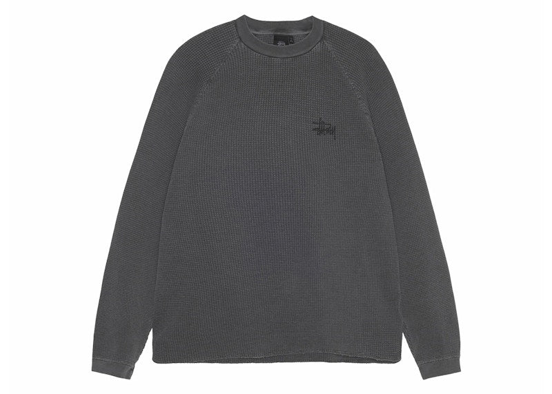 Stussy Raglan Thermal L/S Crew Washed Black
